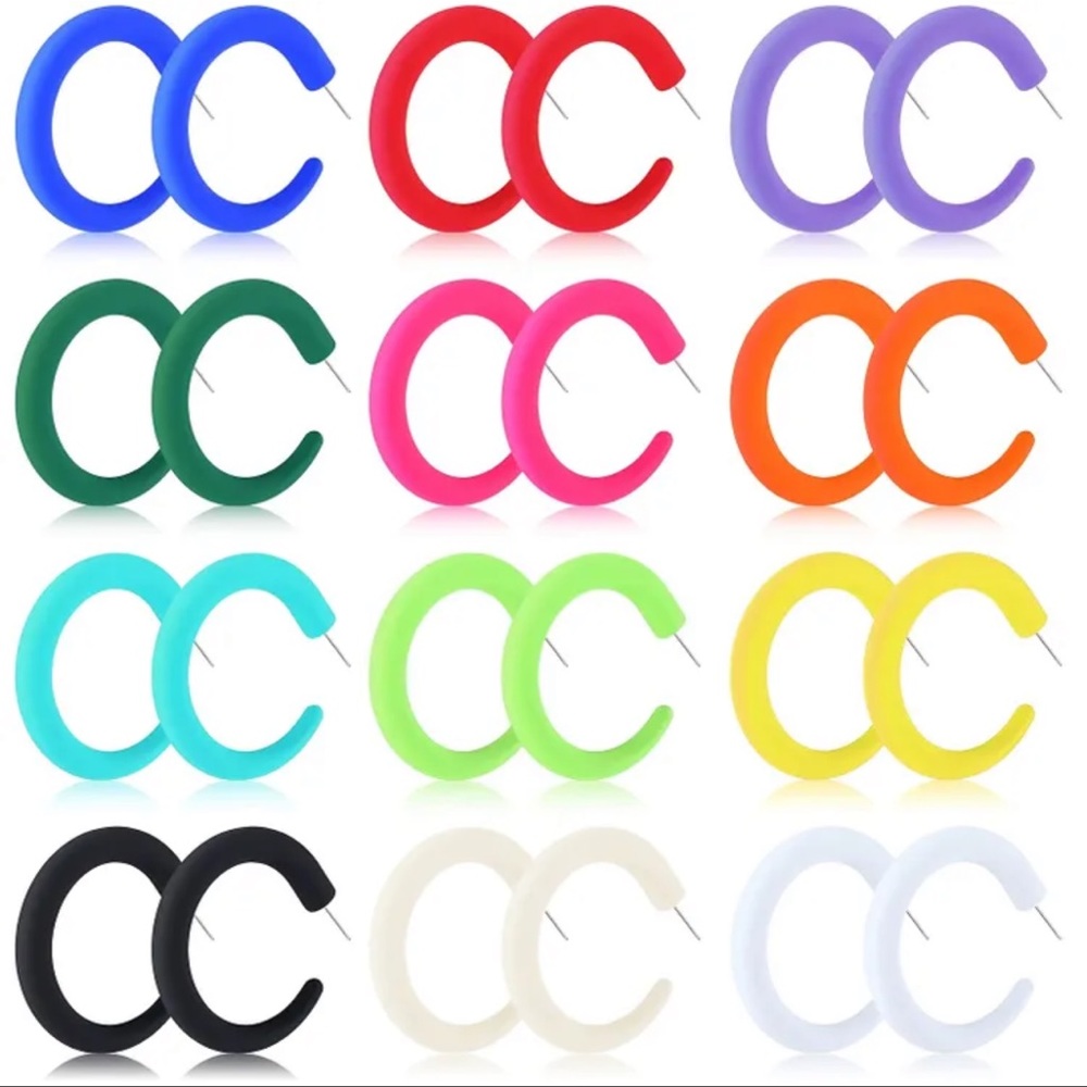Neon color hoop earrings